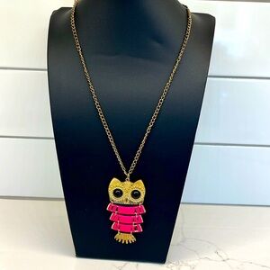 Vintage Boho Owl, Metal on Extra Long Chain